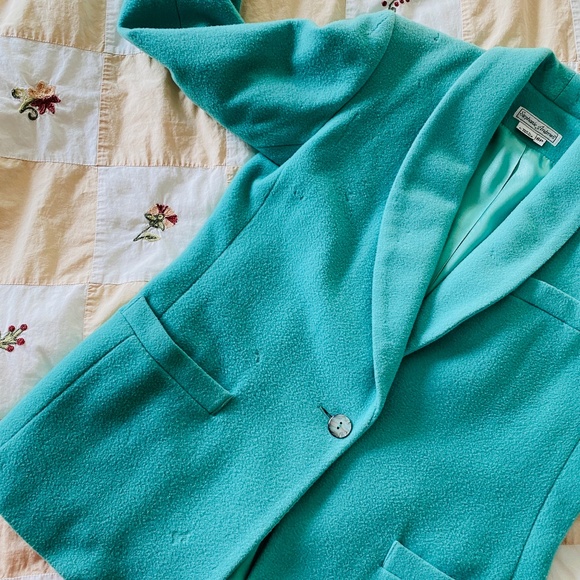 Stephanie Andrews I Seafoam Green Wool Blend Blazer - Picture 14 of 16